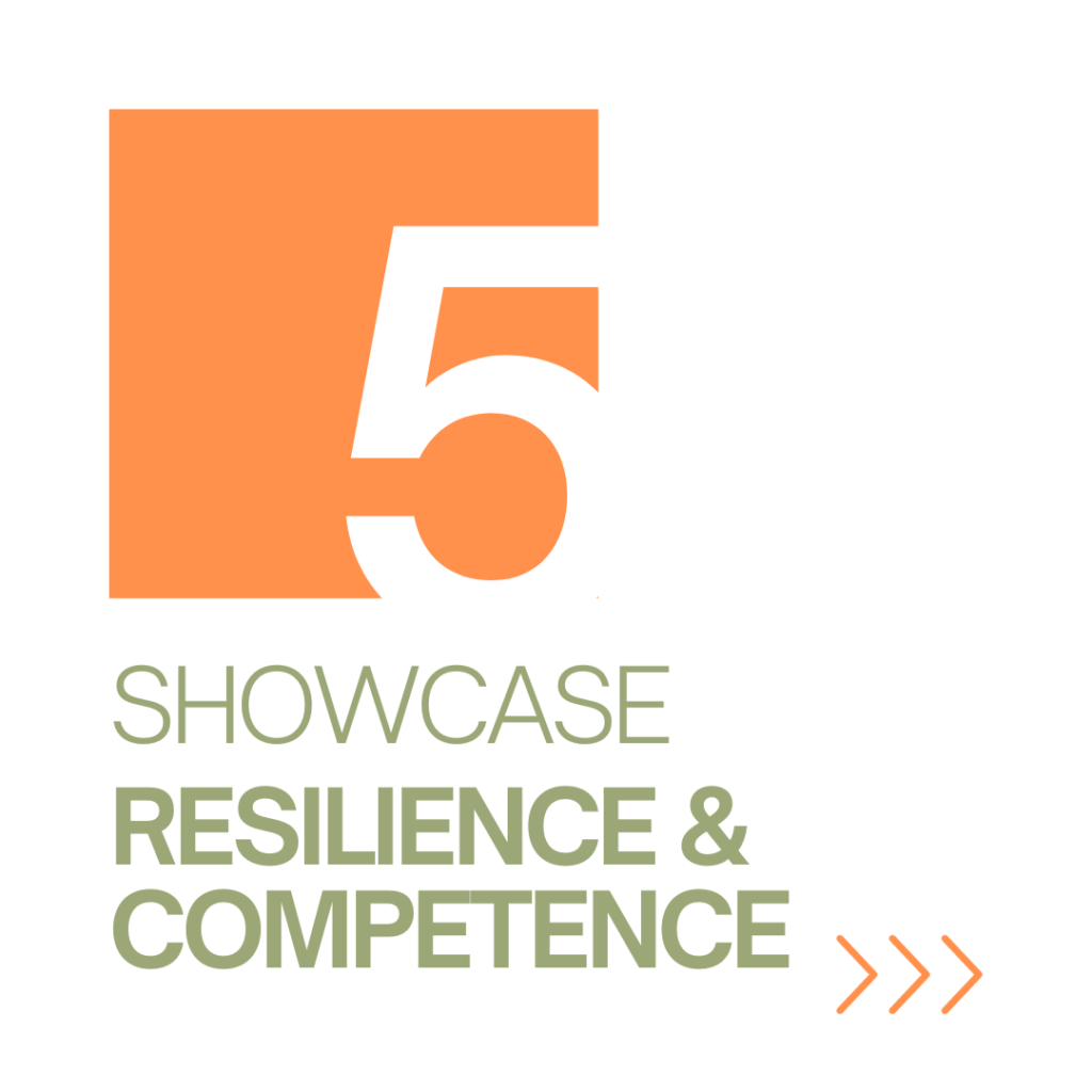 Image representing tip number 5 to accelerate the funding process. Number 5 displayed plus text "Showcase competency"